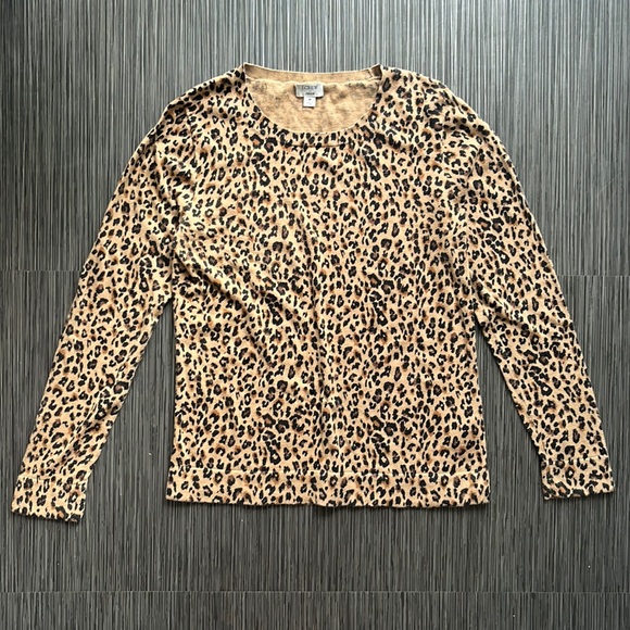 J Crew Teddie Cheetah Print Sweater ✧ Size M - Picture 1 of 5